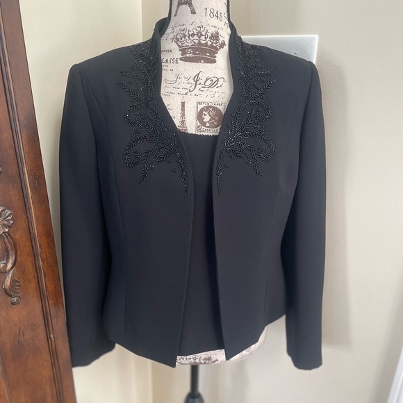 Kasper Black Beaded Evening Blazer 10p - Picture 1 of 5